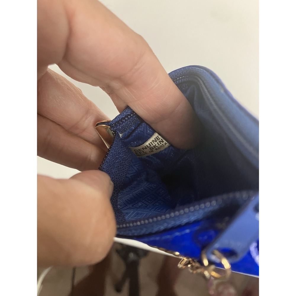 VTG Rare Blue Eel Skin Keychain + Double Kiss Lock Coin Purses Korea Gold Frame - Picture 12 of 12